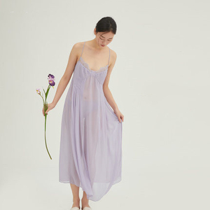  Ladies Sexy Long Silk Satin Nightdress for Sleepwear at Affordable Price