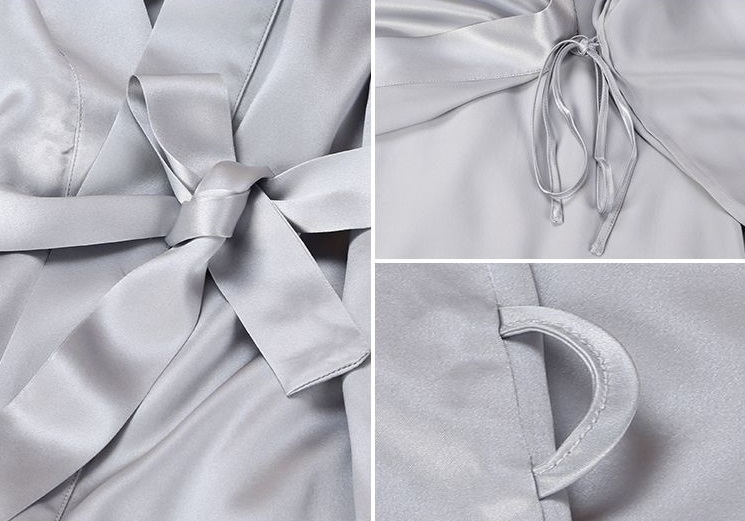 Custom Blush Pink Silk Satin Robe Set for Lady Prival Label