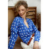 Custom 100% Mulberry Silk Printed Women's Blue Silk Shirt From Clothing Garment 