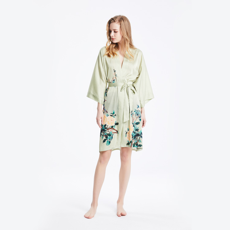satin knee length robe
