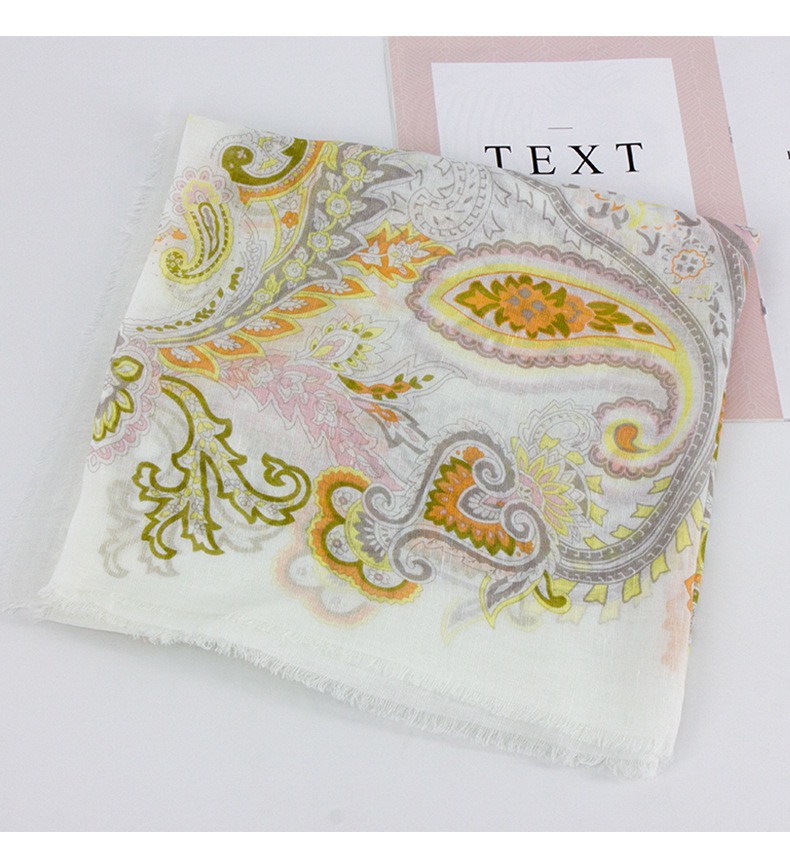 Light Weight Soft Silk Modal Linen Blend Digital Printed Scarf for Wholesale