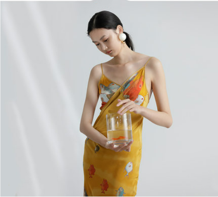 Custom Printed Silk Dress