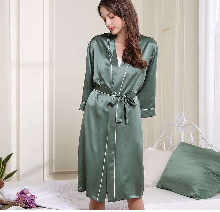 Best Ladies Green Short Style Silk Kimono Robe Plus Size In Bulk