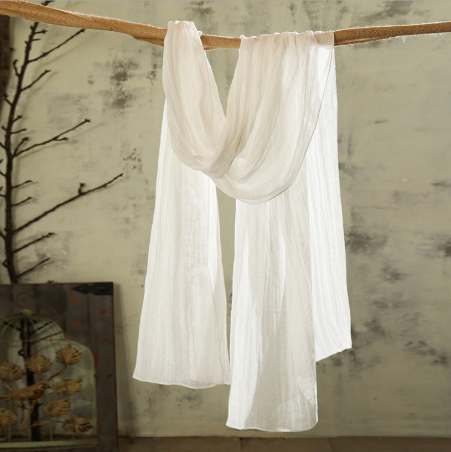 Custom Natural Plant Dyed White Linen Scarf Shawl Wholeasale