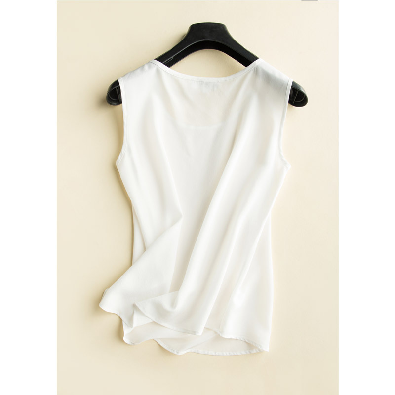  Wholesale Solid Color Sleeveless Loose Casual Silk White Camisole for Women