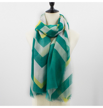 Sustainable Recycled Material Light Weight Stripe Printed Wrap Scarf for Wholesale