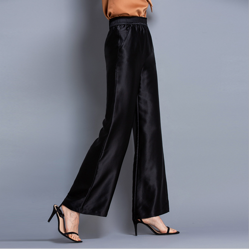 Wholesale Sporty Loose Wide Leg Fitting Mulberry Silk Pants Trousers Outfit for Women