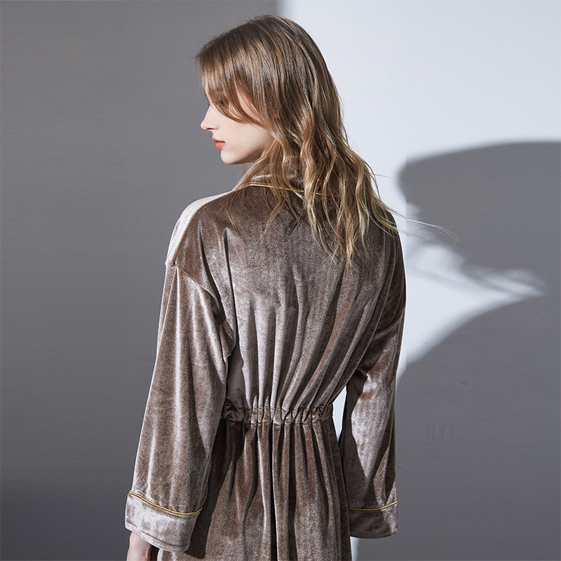 Wholesale Silk Velvet Kimono Robe Soft Warmth Bathrobe for Women