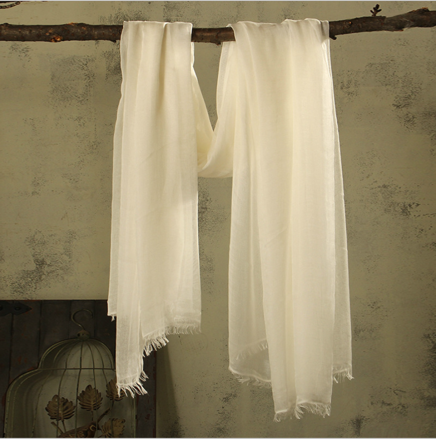 Custom Natural Plant Dyed White Linen Scarf Shawl Wholeasale
