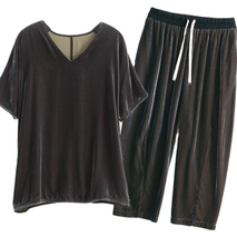 High Quality Women Long Sleeve Velvet Lady Set Long Pants Casual Outfit Casual Suit
